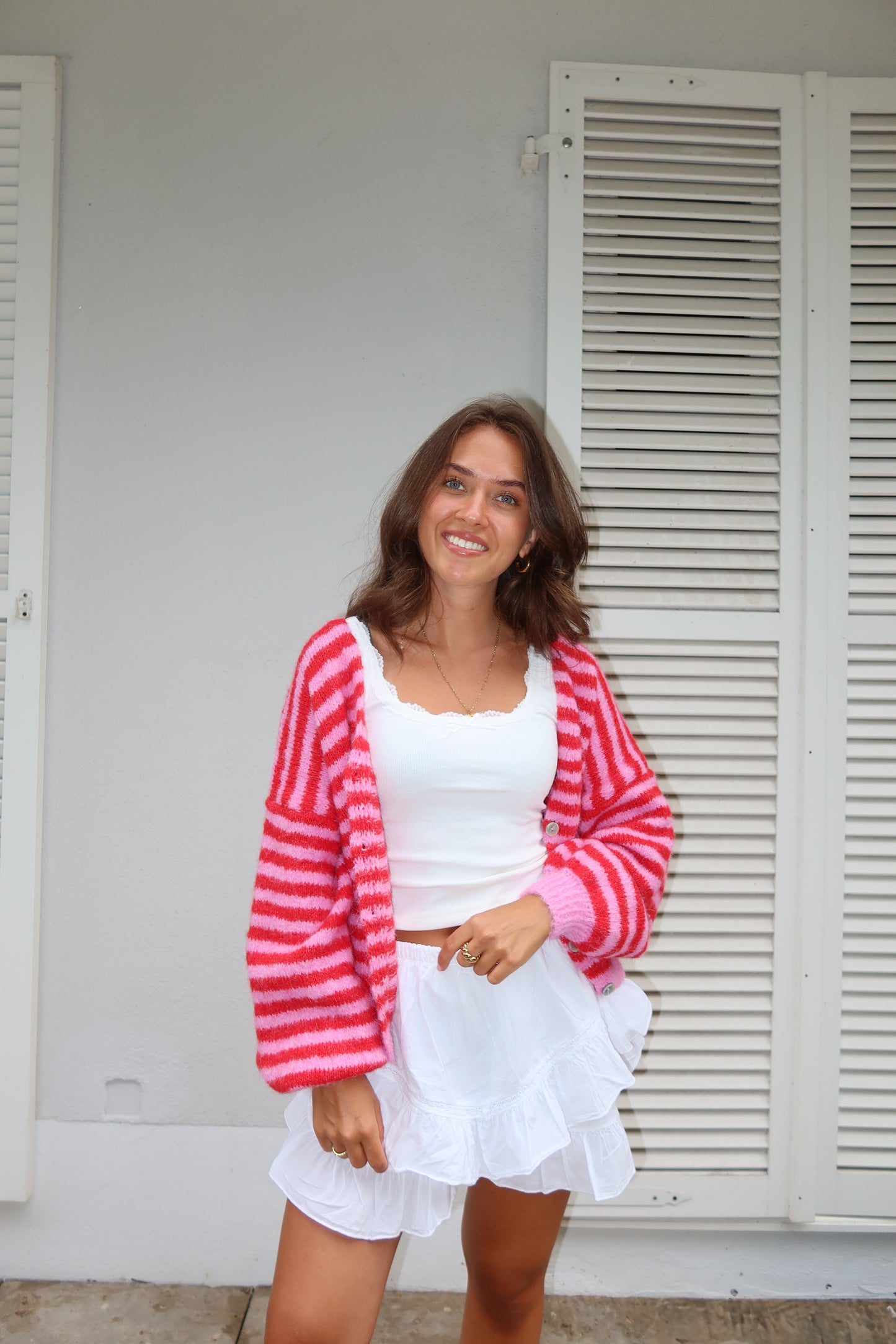 Cardigan Stripe • Rosa/Rot