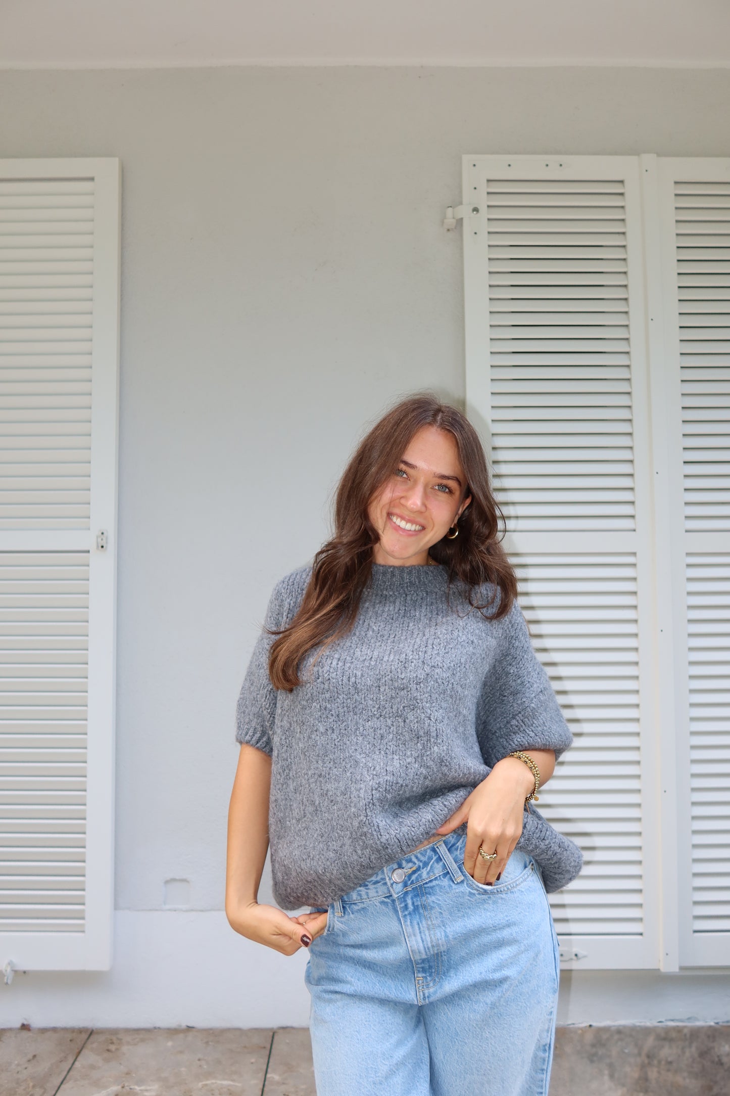 Kurzarm Pullover soft • Grau