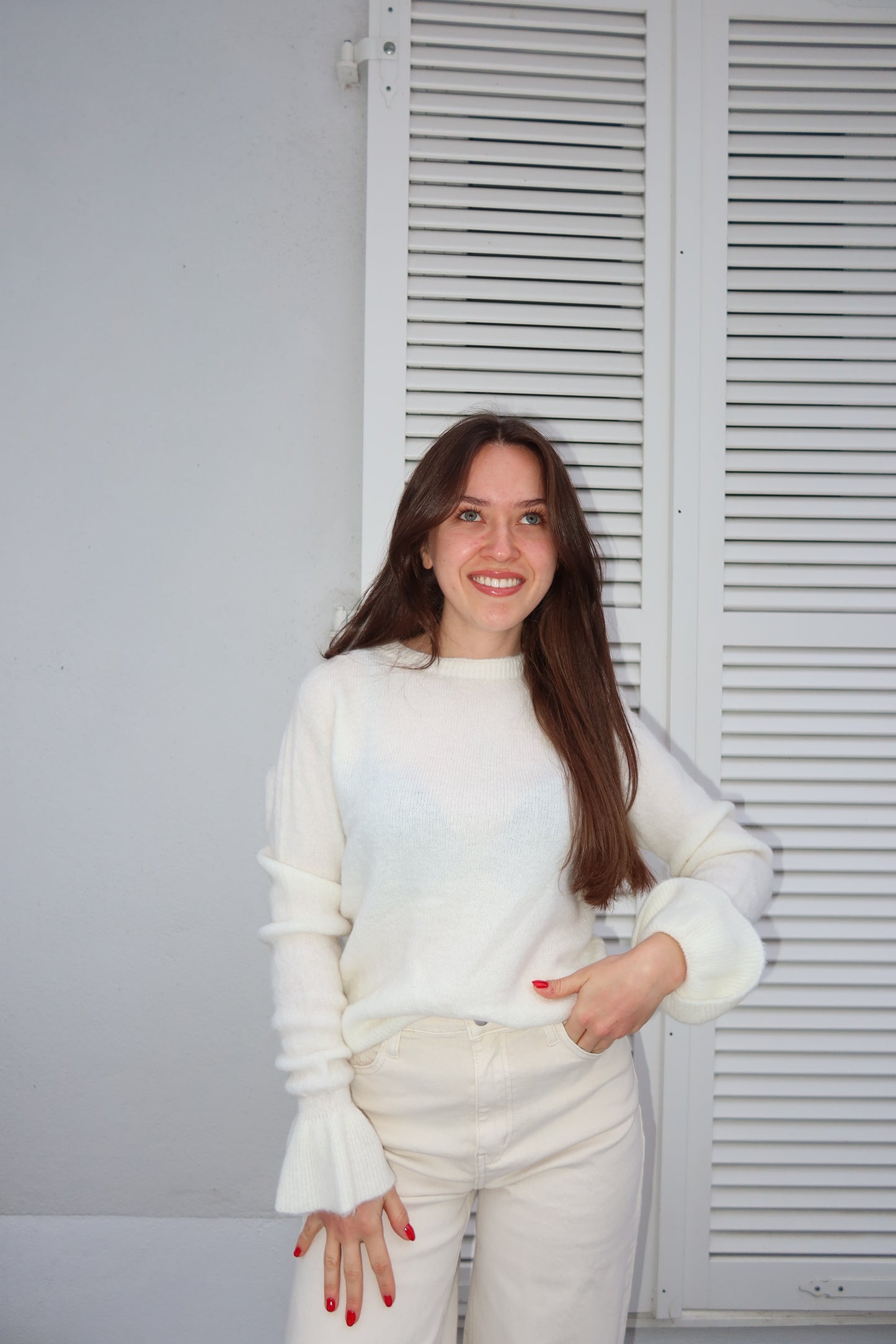 Pullover soft Rüschen • white