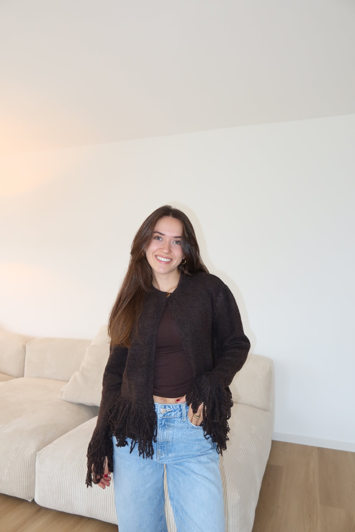 Cardigan fluffy Brown gold