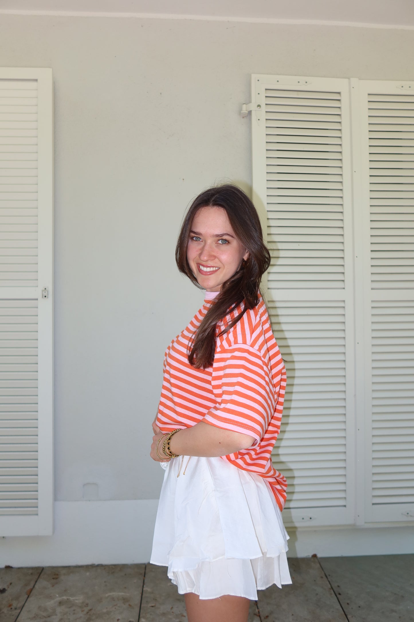 striped oversized t-shirt • Orange