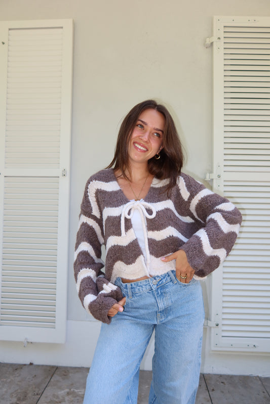 Cardigan Stripe Bow "LivaLII"