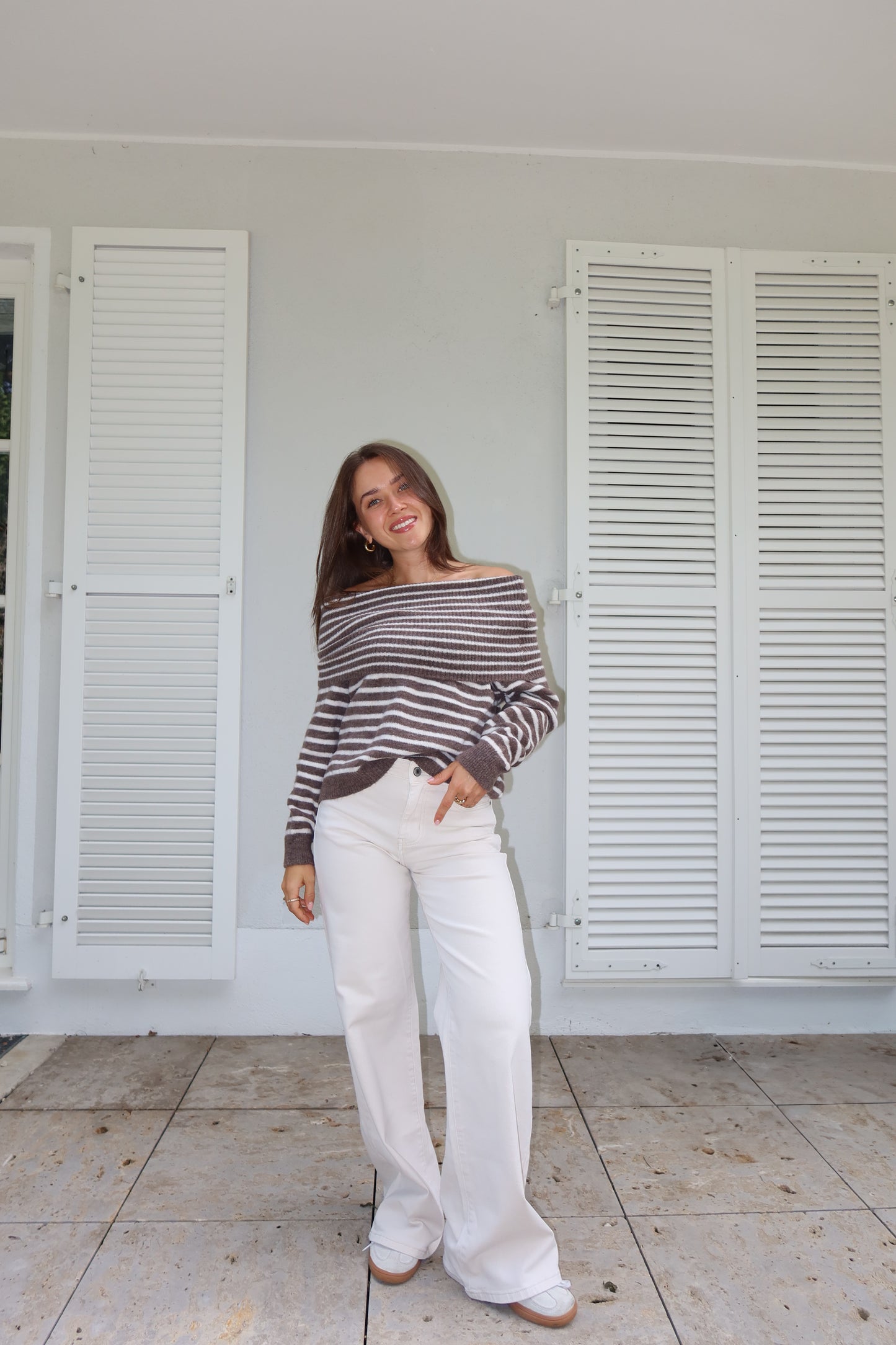 Pullover Stripe Off-Shoulder "MilaeLII"