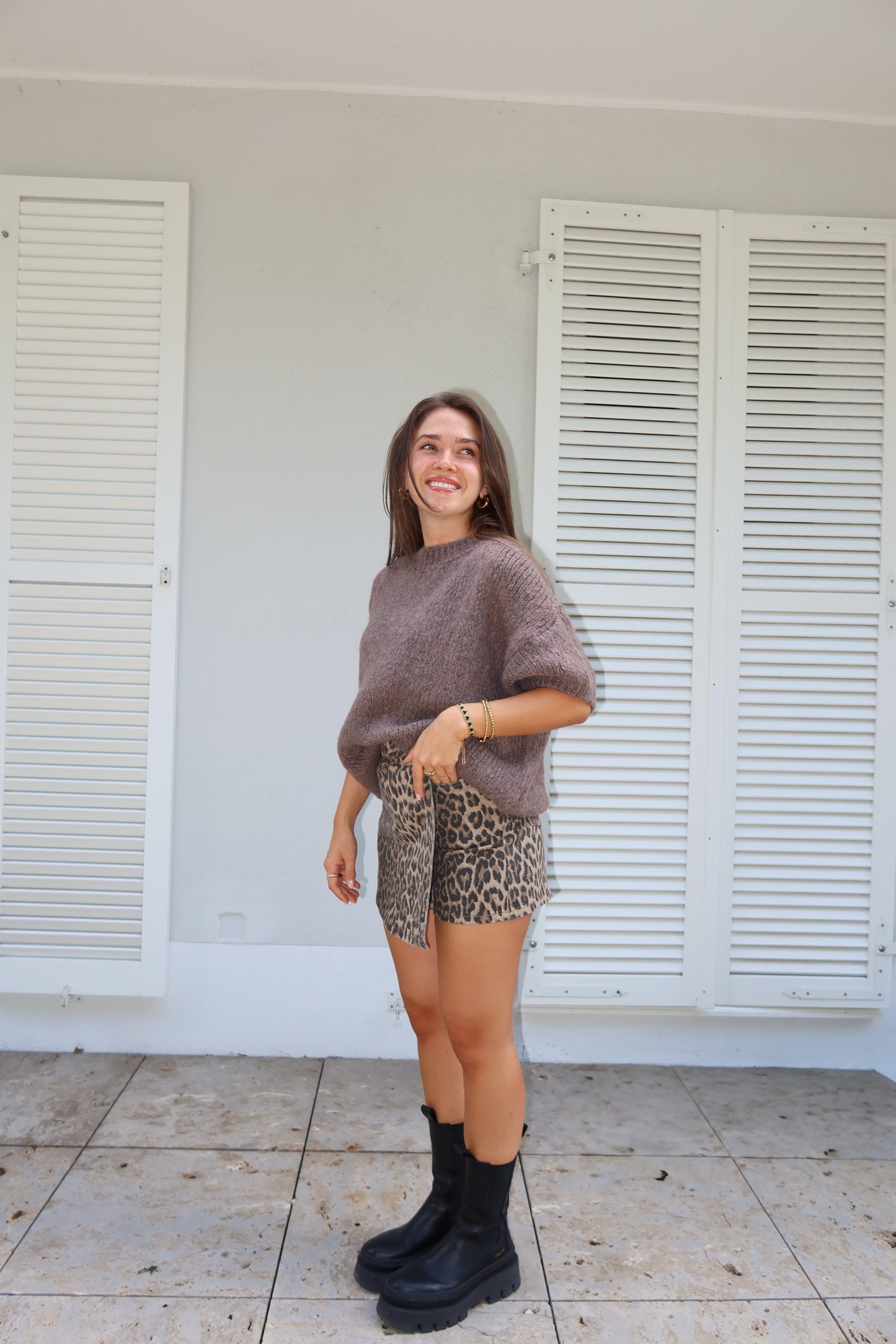 Kurzarm Pullover soft • coffee