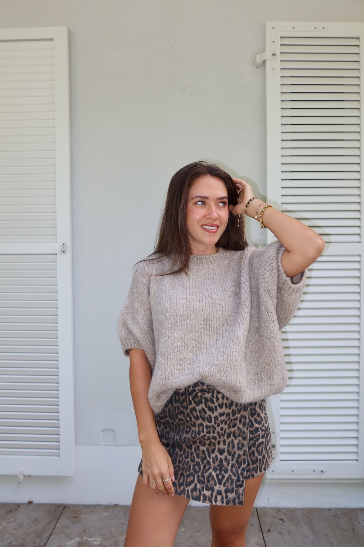 Kurzarm Pullover soft • taupe