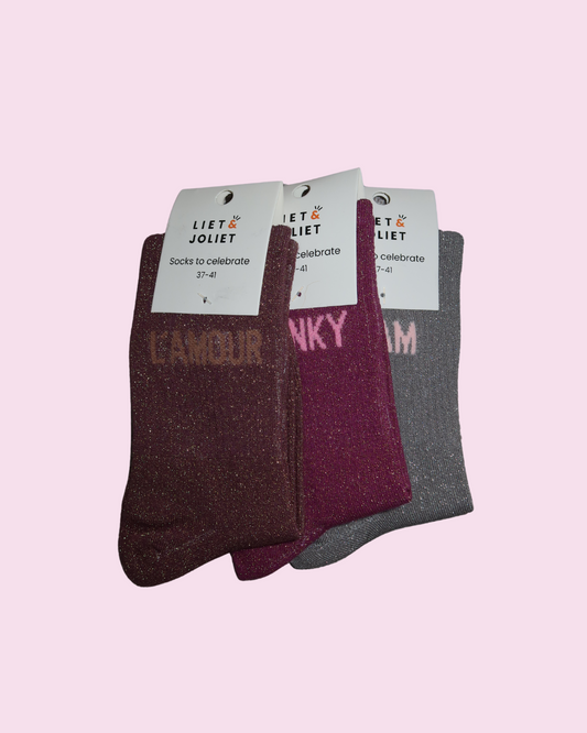 glittery socks LAMOUR Lila