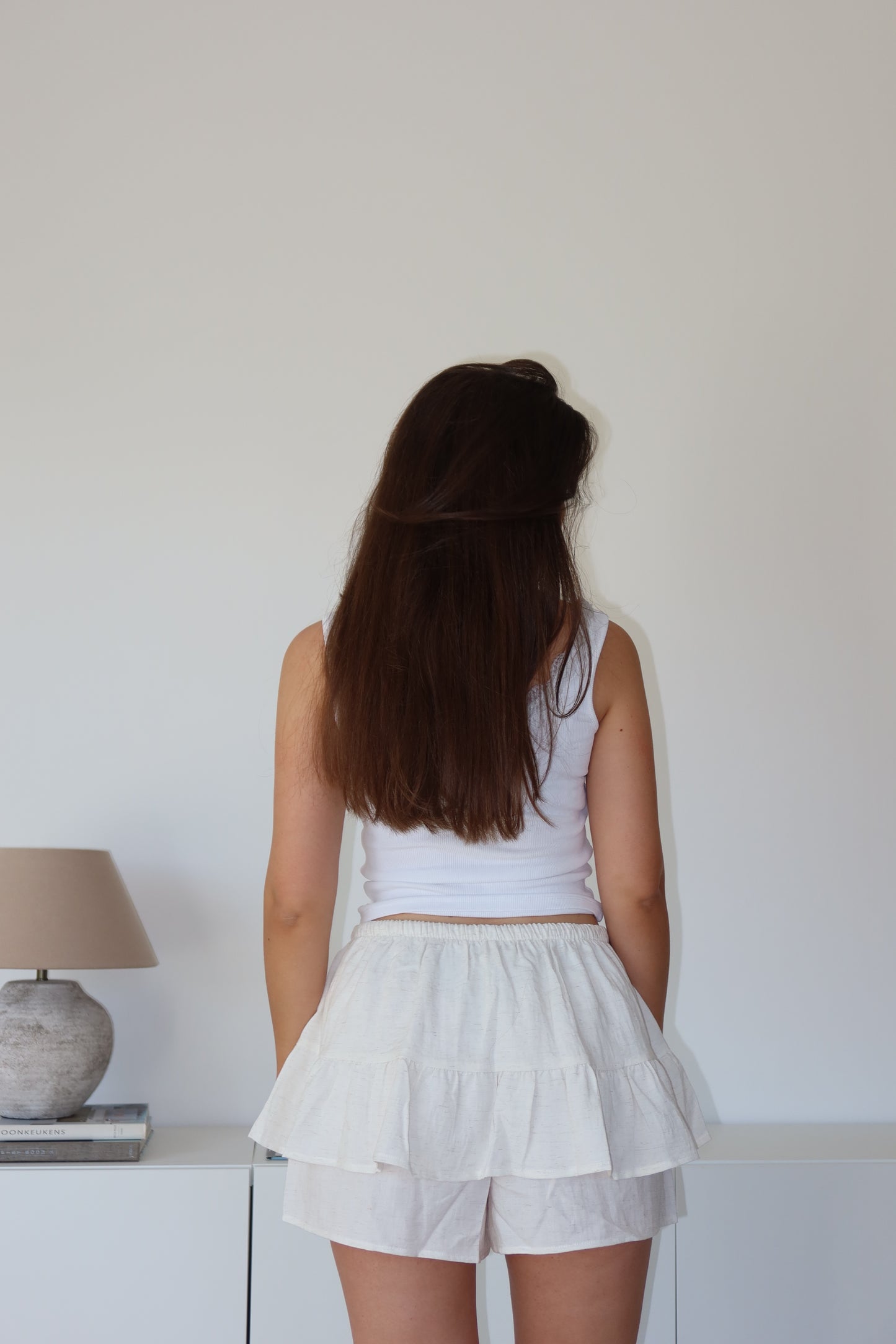 Leinenlook skort - Beige