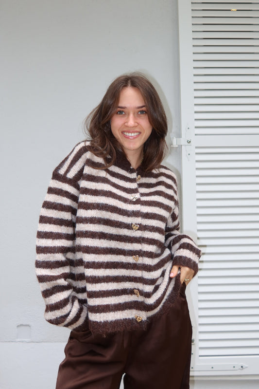 Cardigan Stripe Soft Heart