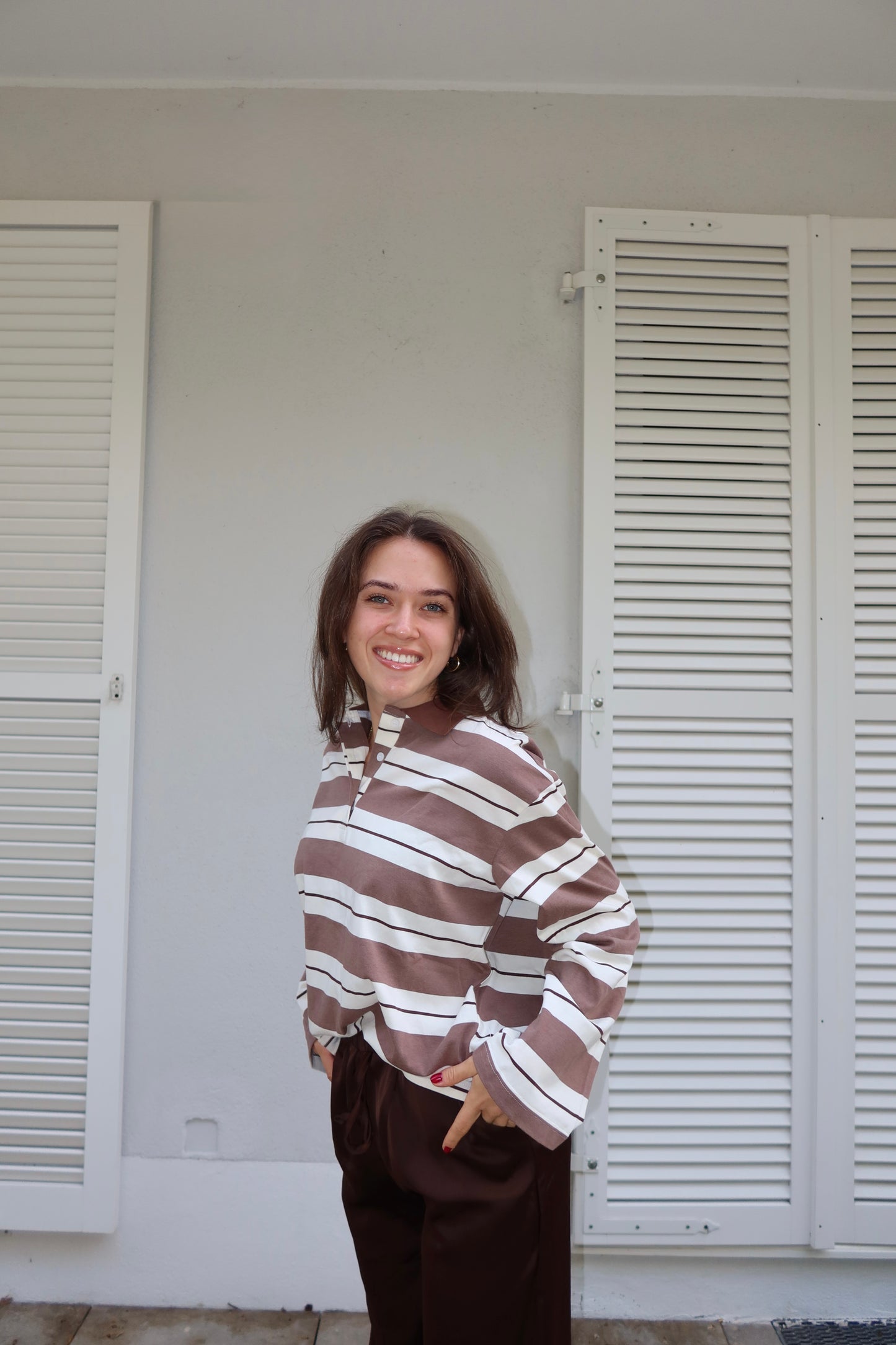 Jersey stripe shirt chocolate