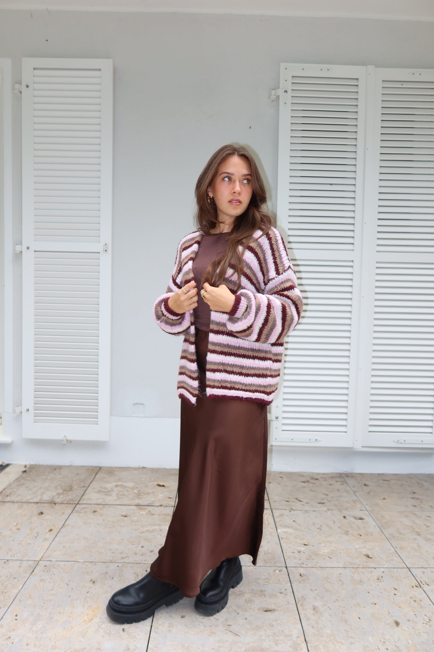 Cardigan Stripe Brown „Tara“