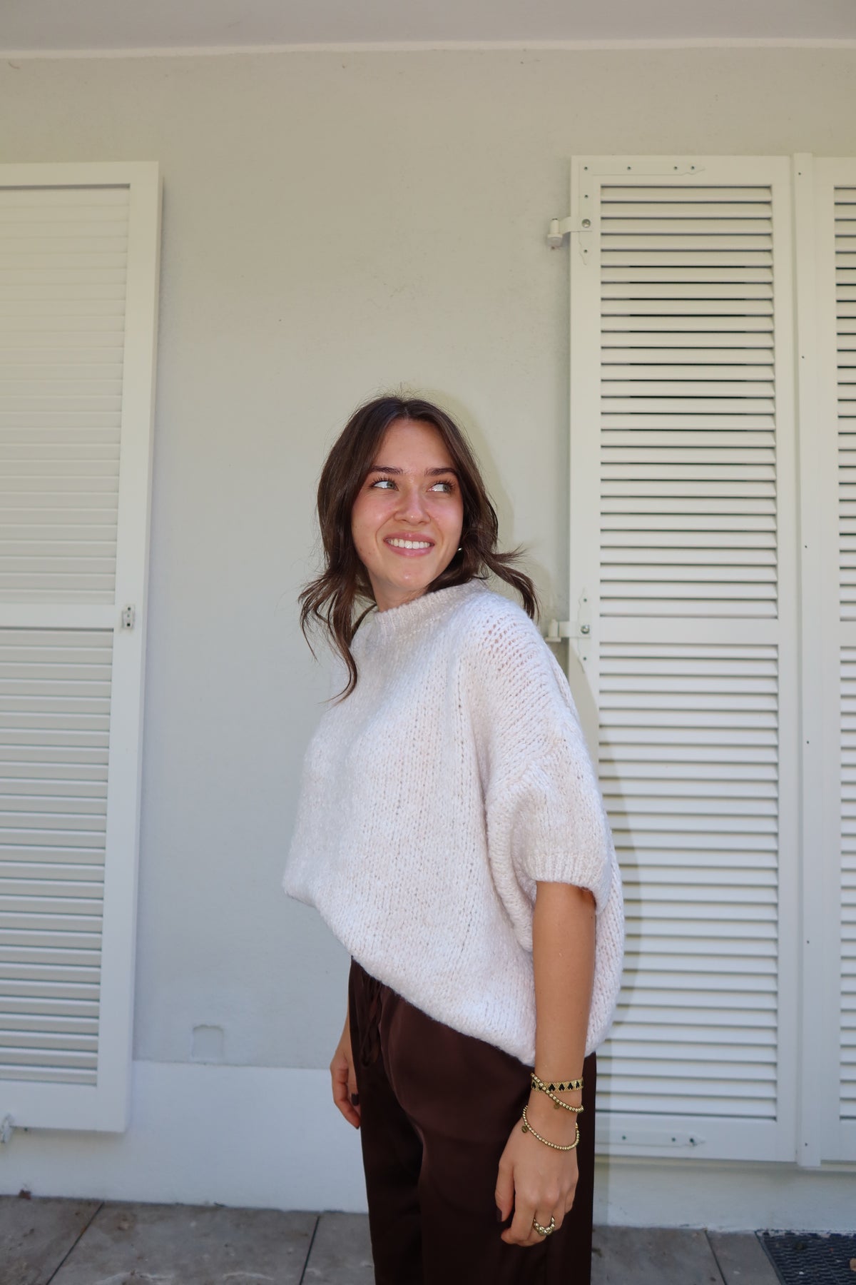 Kurzarm Pullover soft • Beige