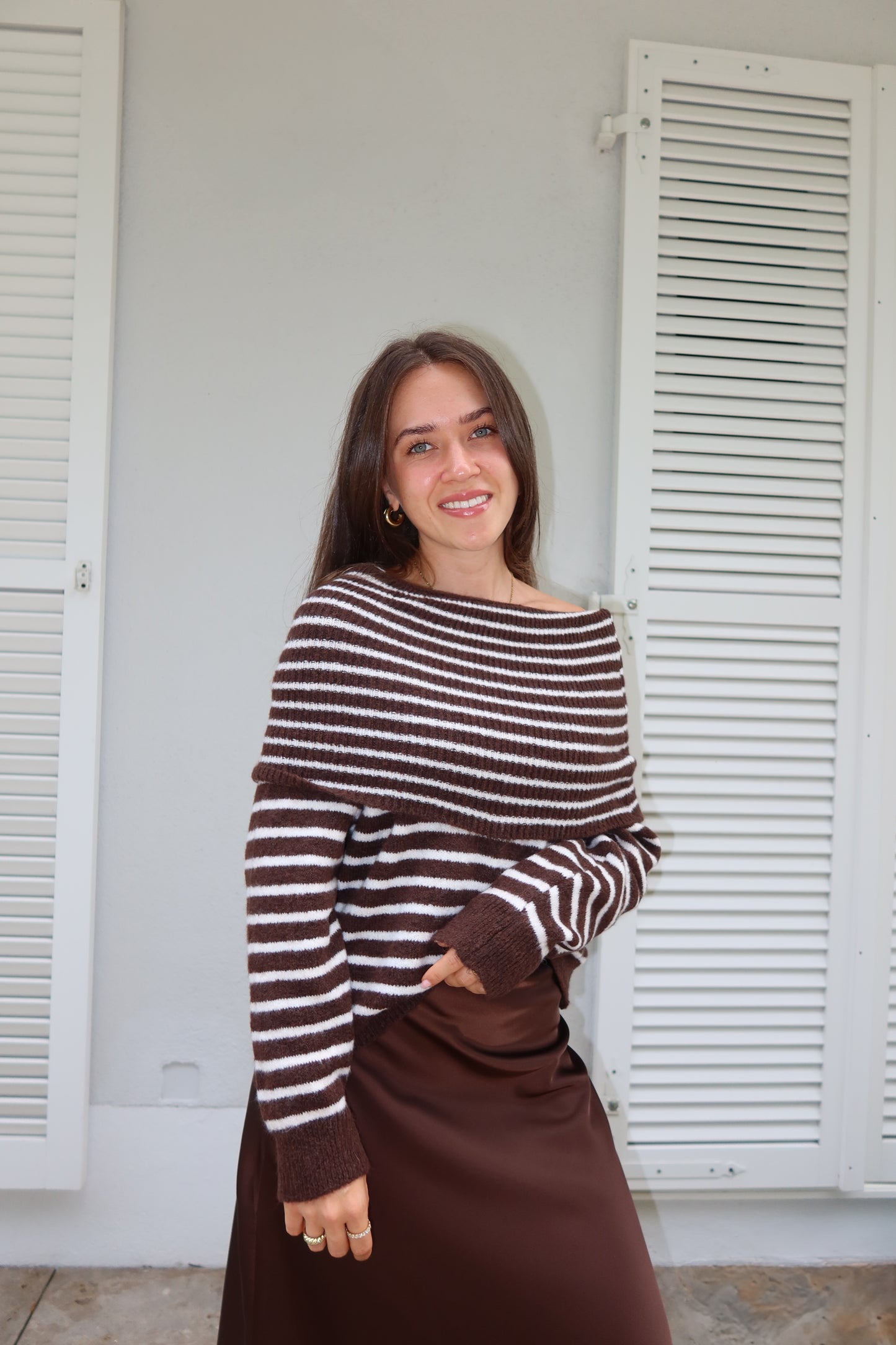 Pullover Stripe Off-Shoulder "MilaeLII"