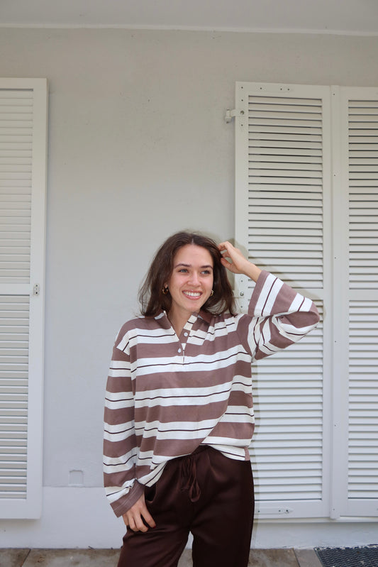 Jersey stripe shirt chocolate