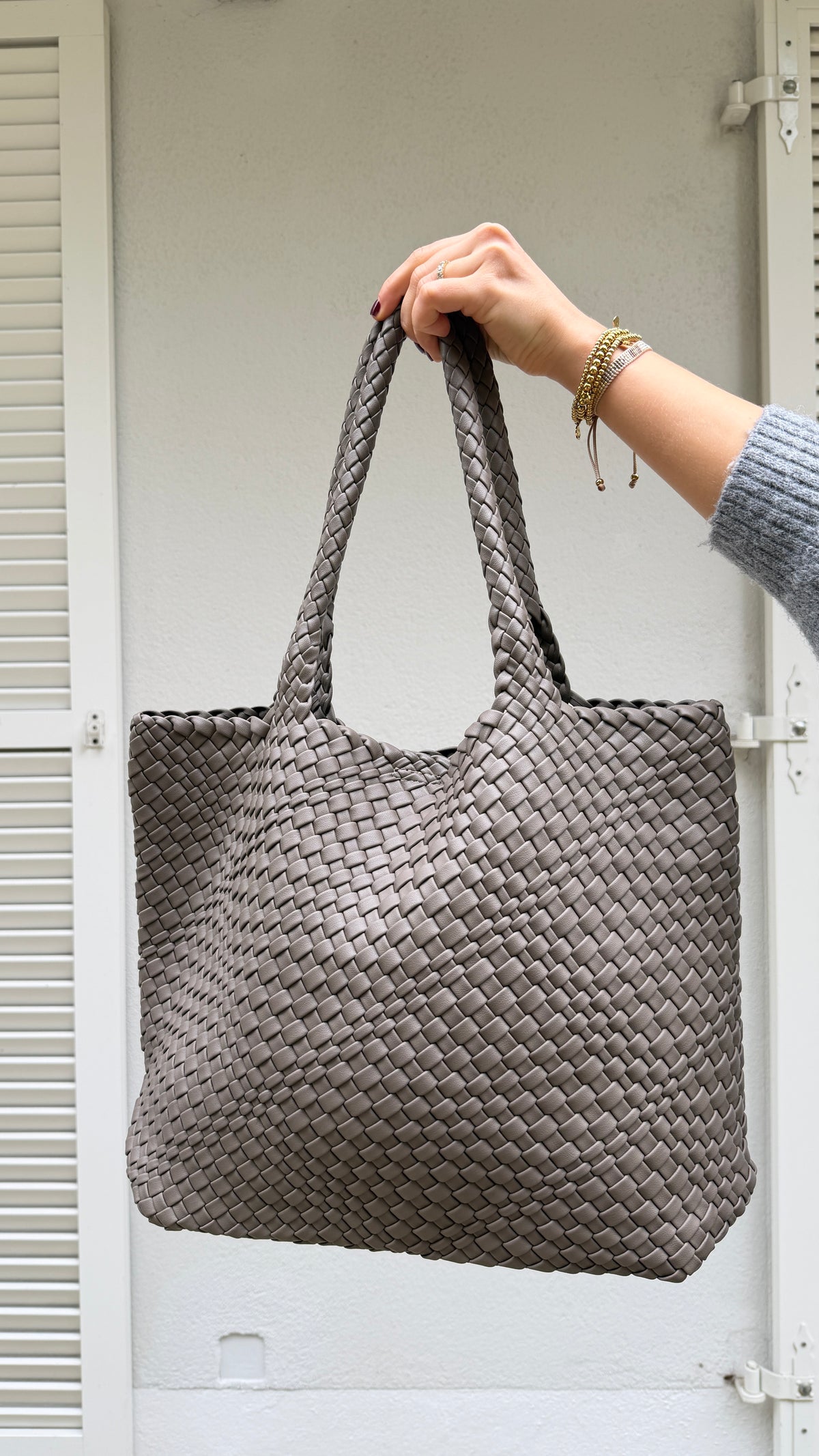 Shopper mit zwei Henkel- Taupe