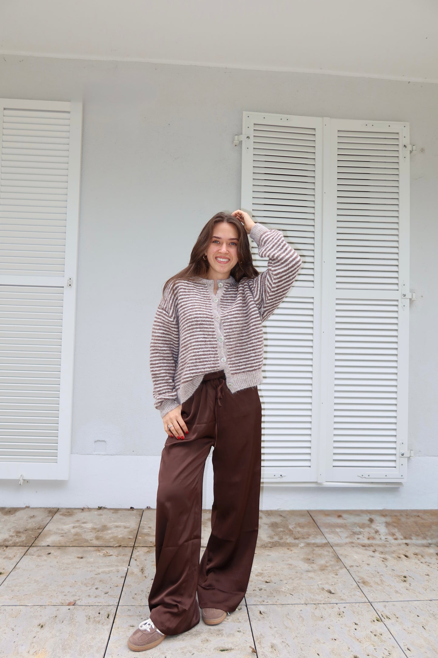 Cardigan Stripe soft powder • Braun/Taupe