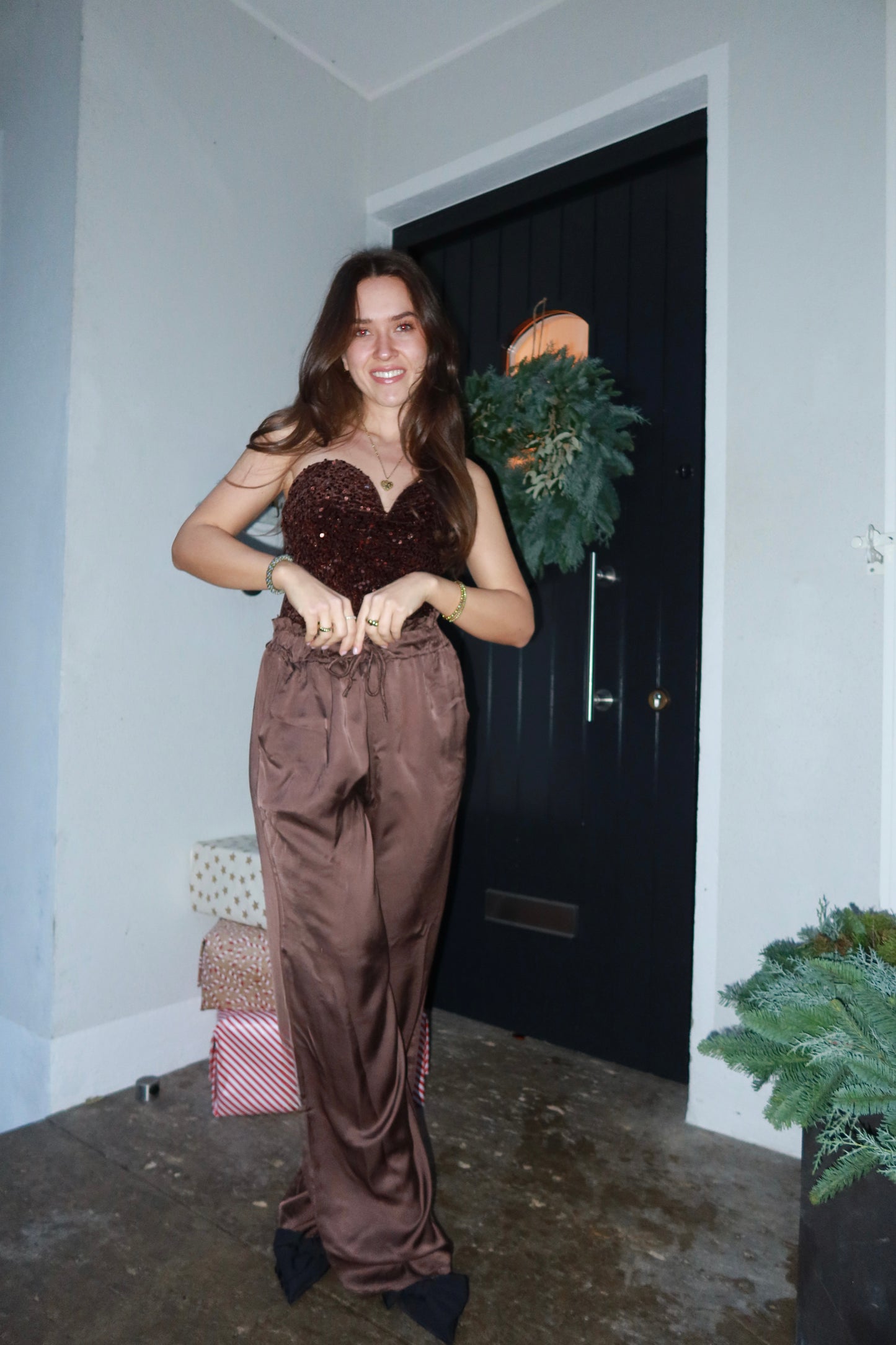 Satin pants Brown