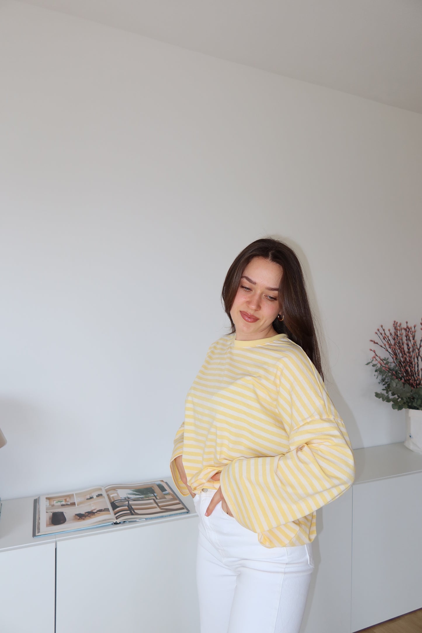 oversized striped long sleeve • Yellow
