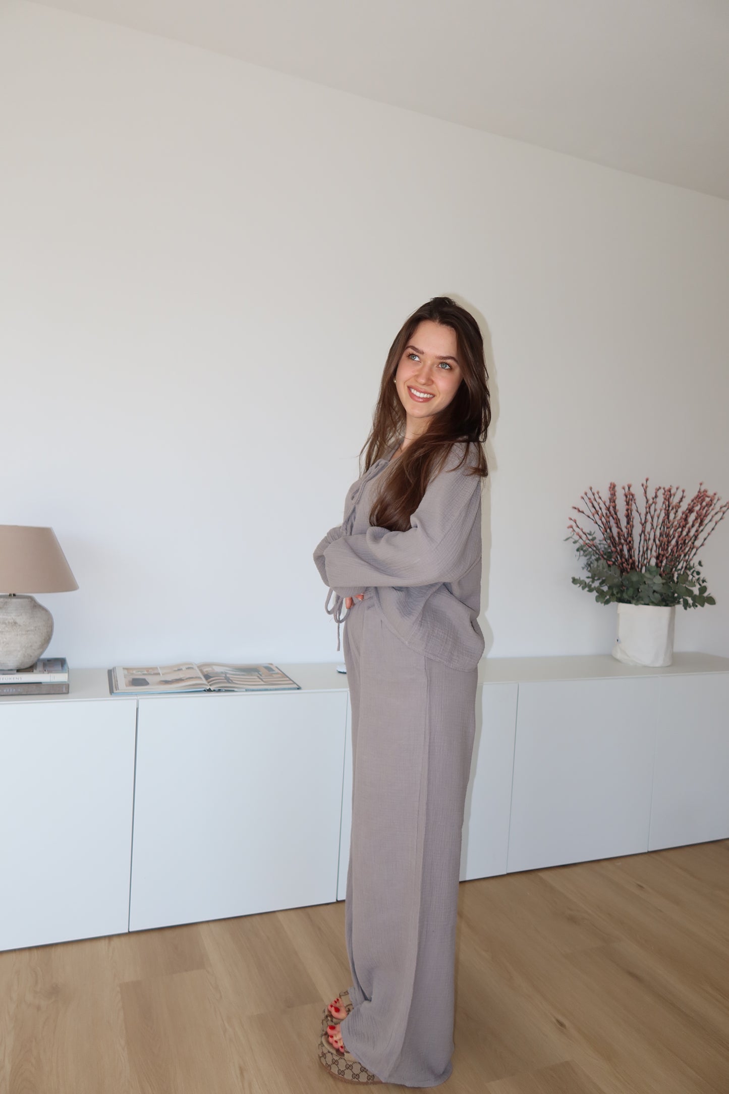 Musselin Bluse - Taupe