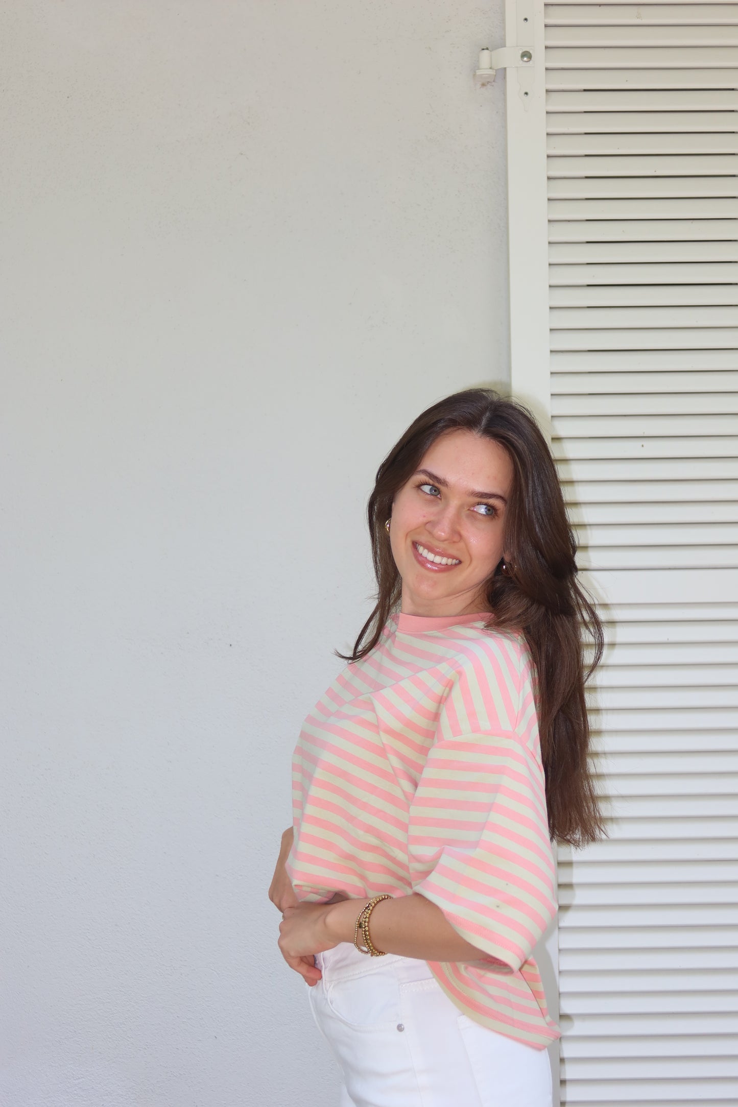 striped oversized t-shirt • Peach/Matcha -SUPER SALE- VOM UMTAUSCH AUSGESCHLOSSEN-