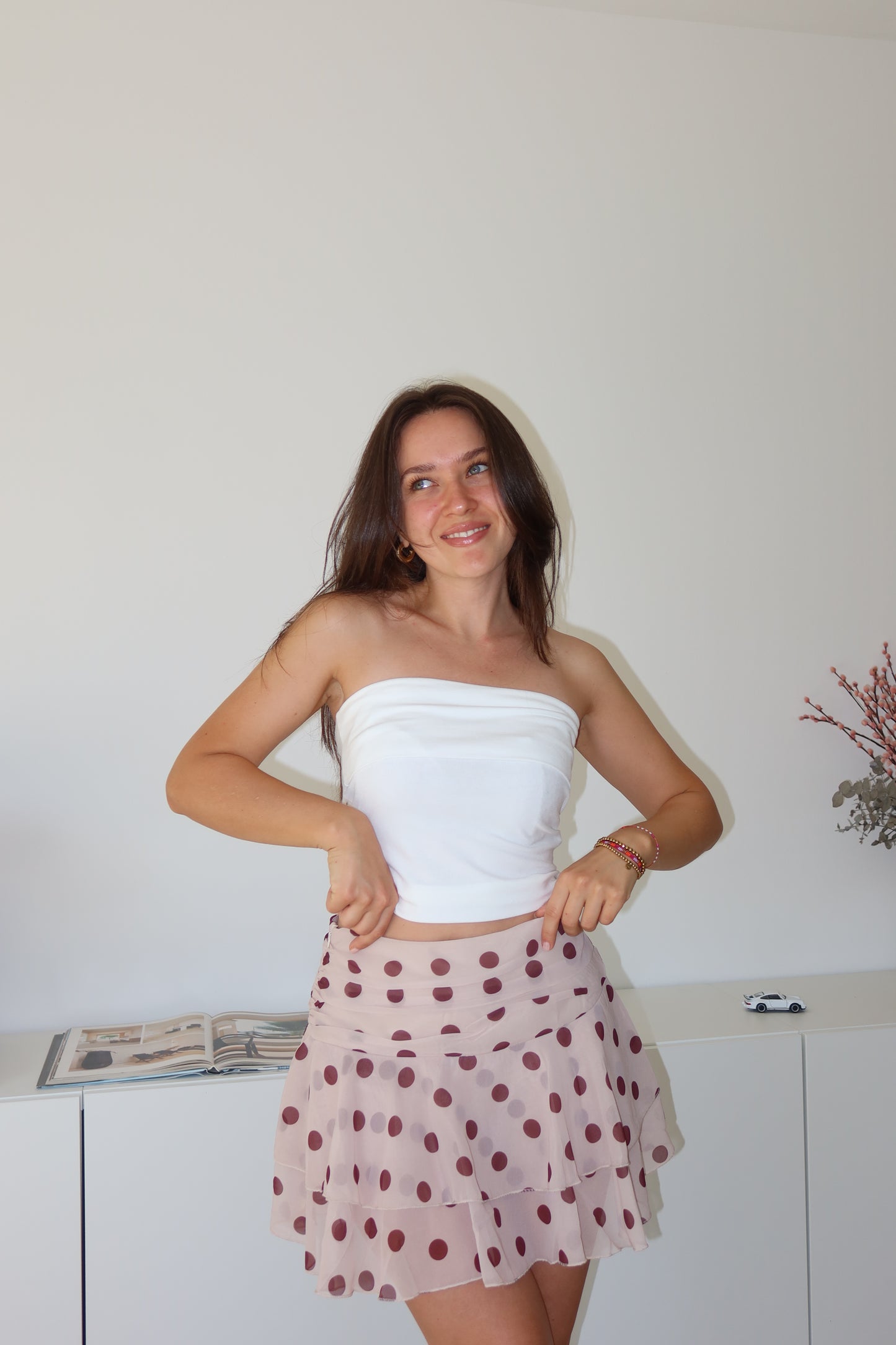 Polka dot Skort - Beige/Coffee