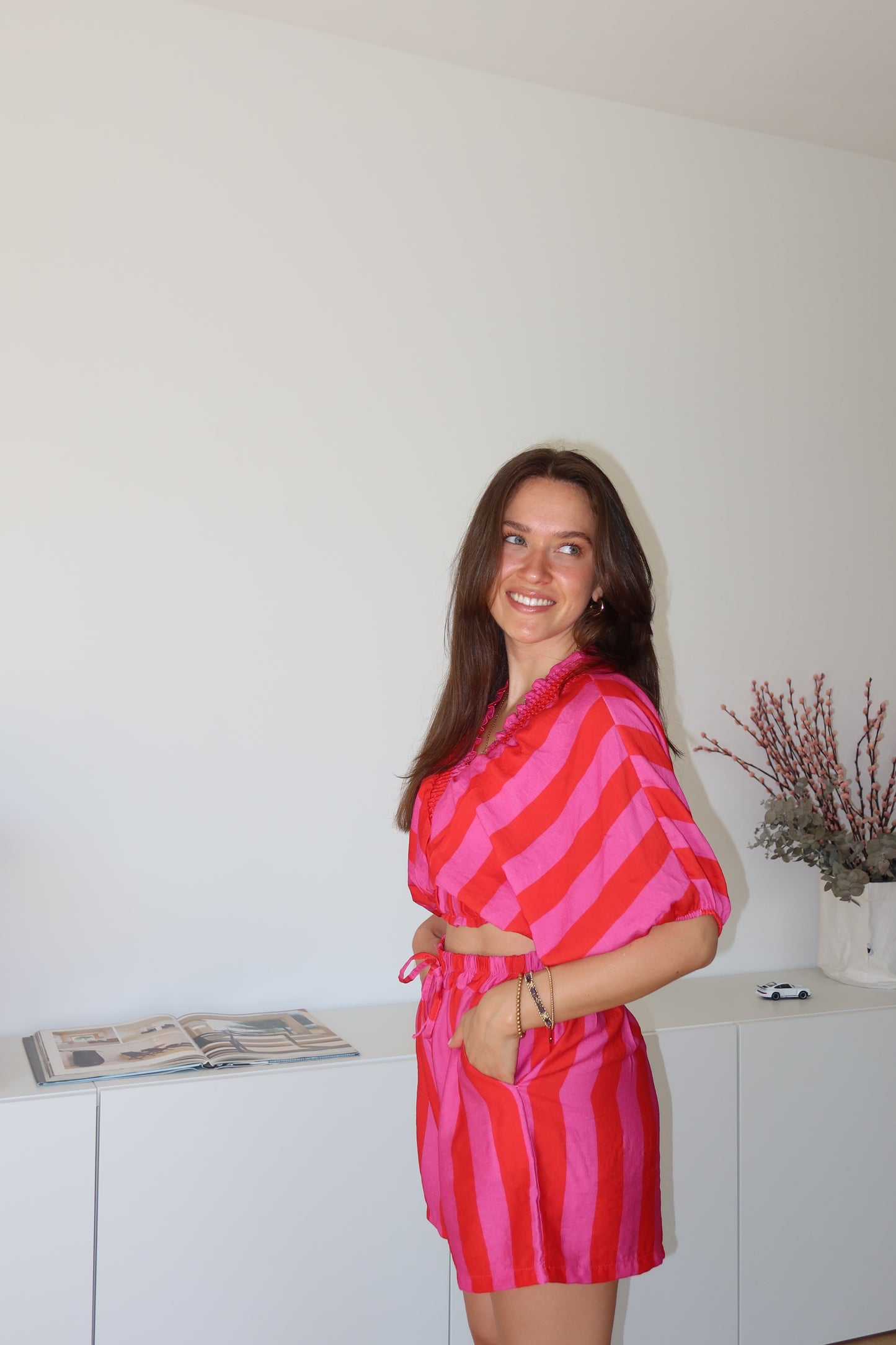 Striped Shirt Cotton - Pink/Red
