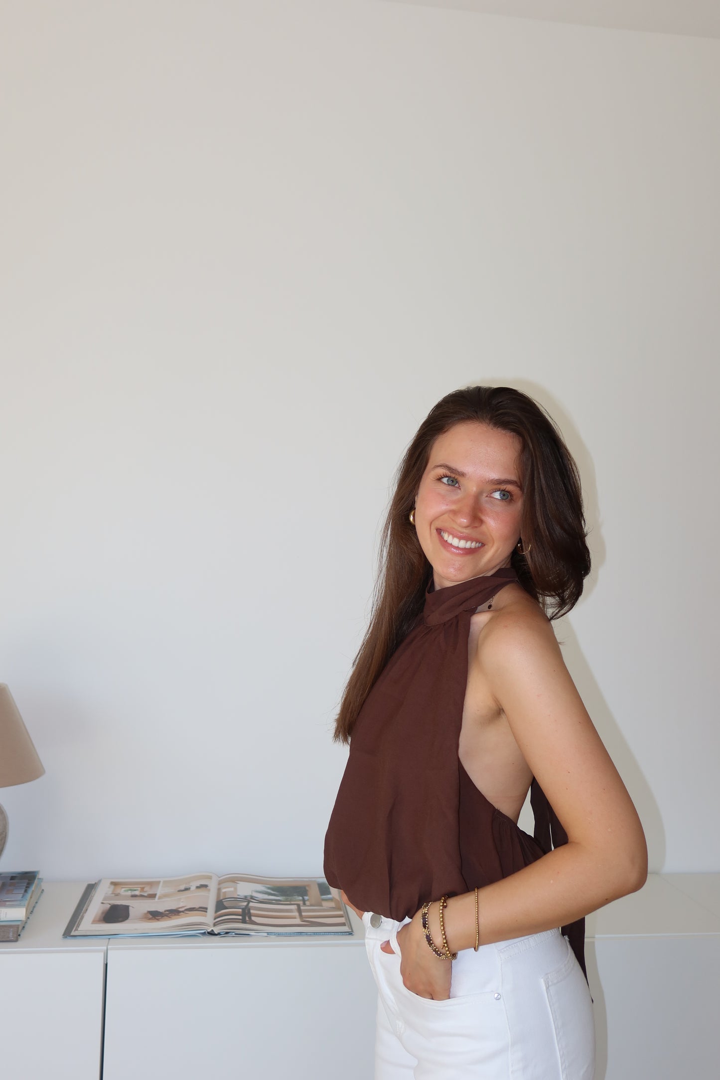 Neckholder Top - Brown