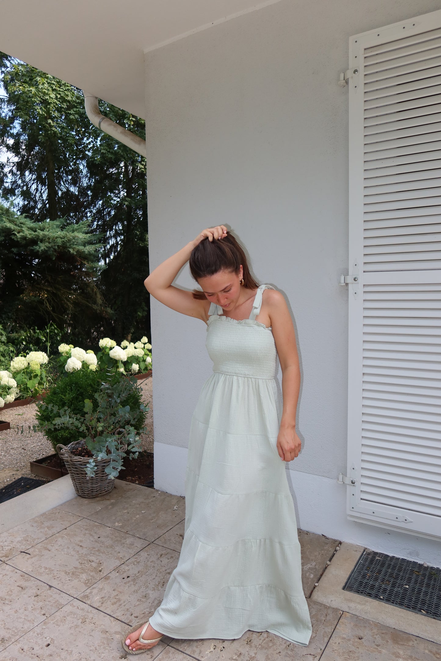 Musselin Maxikleid - Green