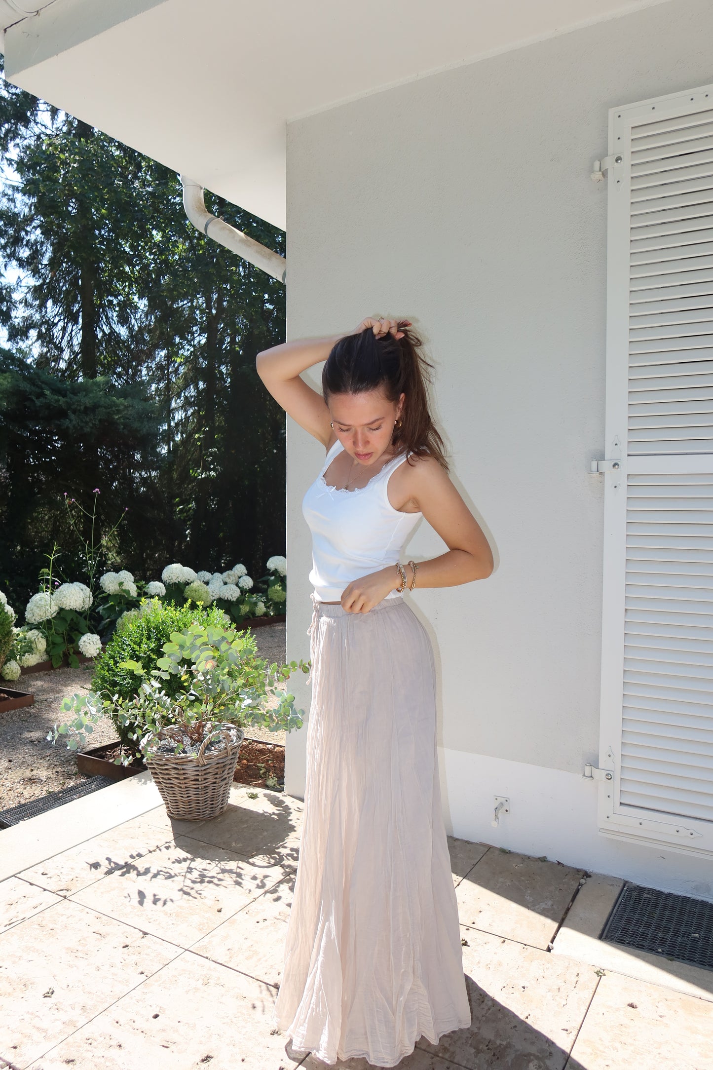 Maxi Skirt Crinkle- Beige
