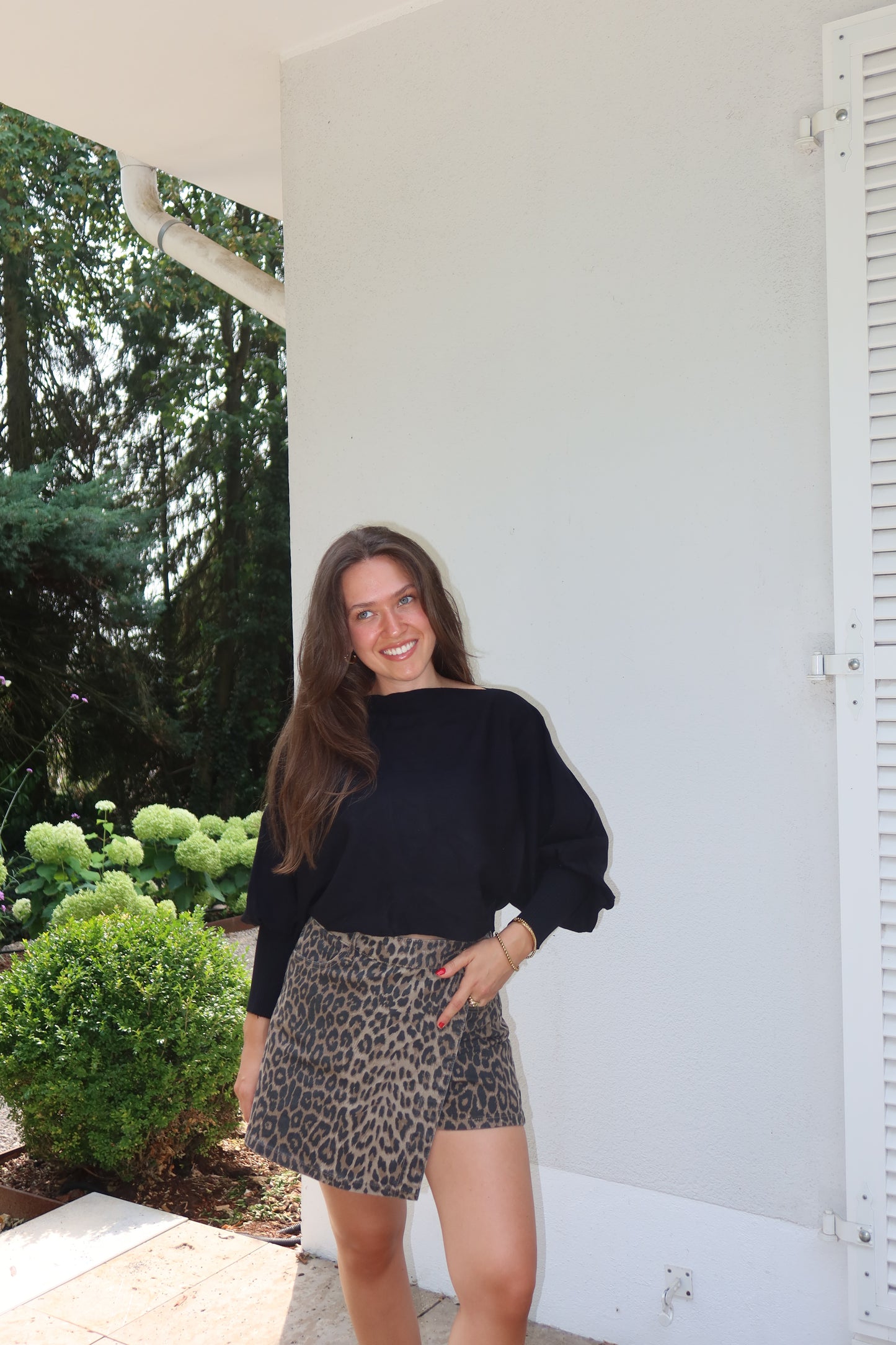 Crop Oversize Strickpulli - Black