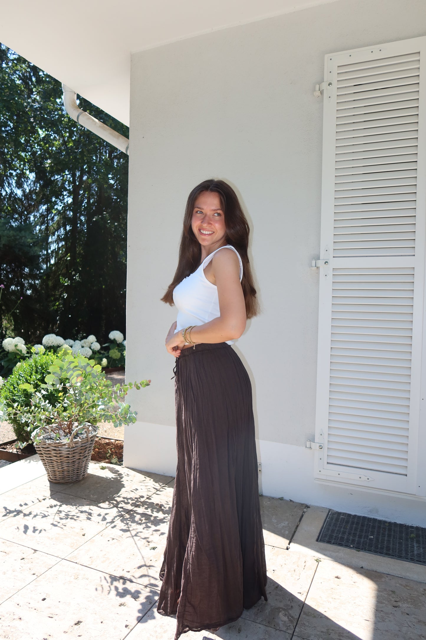 Maxi Skirt Crinkle- Brown