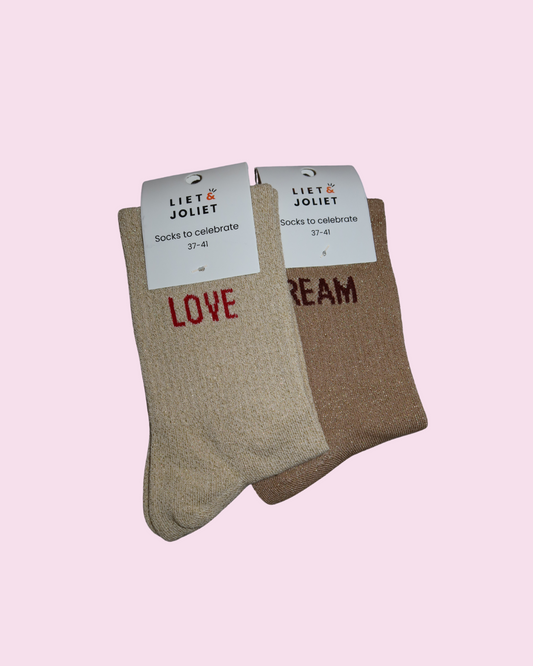 glittery socks LOVE beige