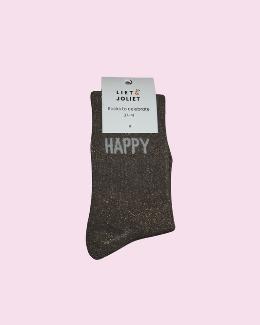 glittery socks HAPPY black