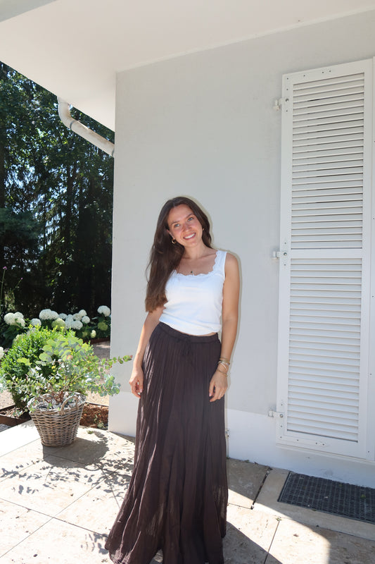 Maxi Skirt Crinkle- Brown