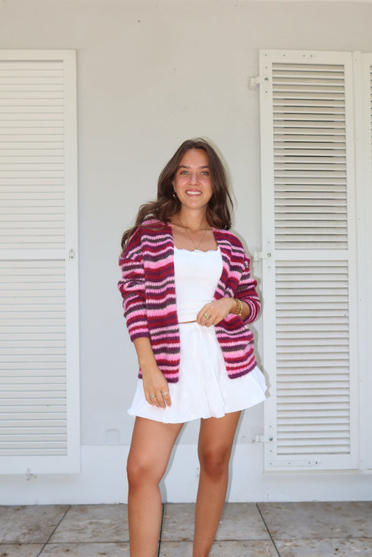 Stripe Cardigan "BerryLII"