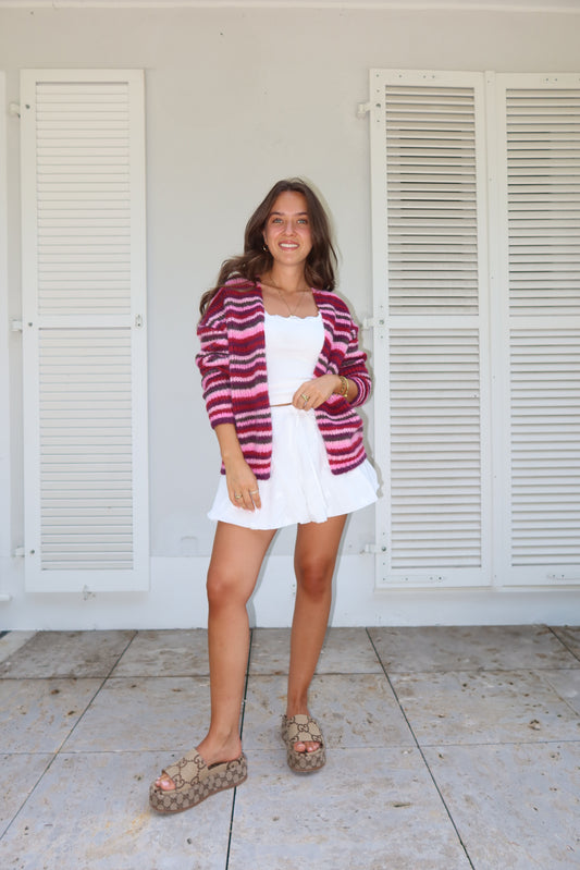 Stripe Cardigan "Berry"