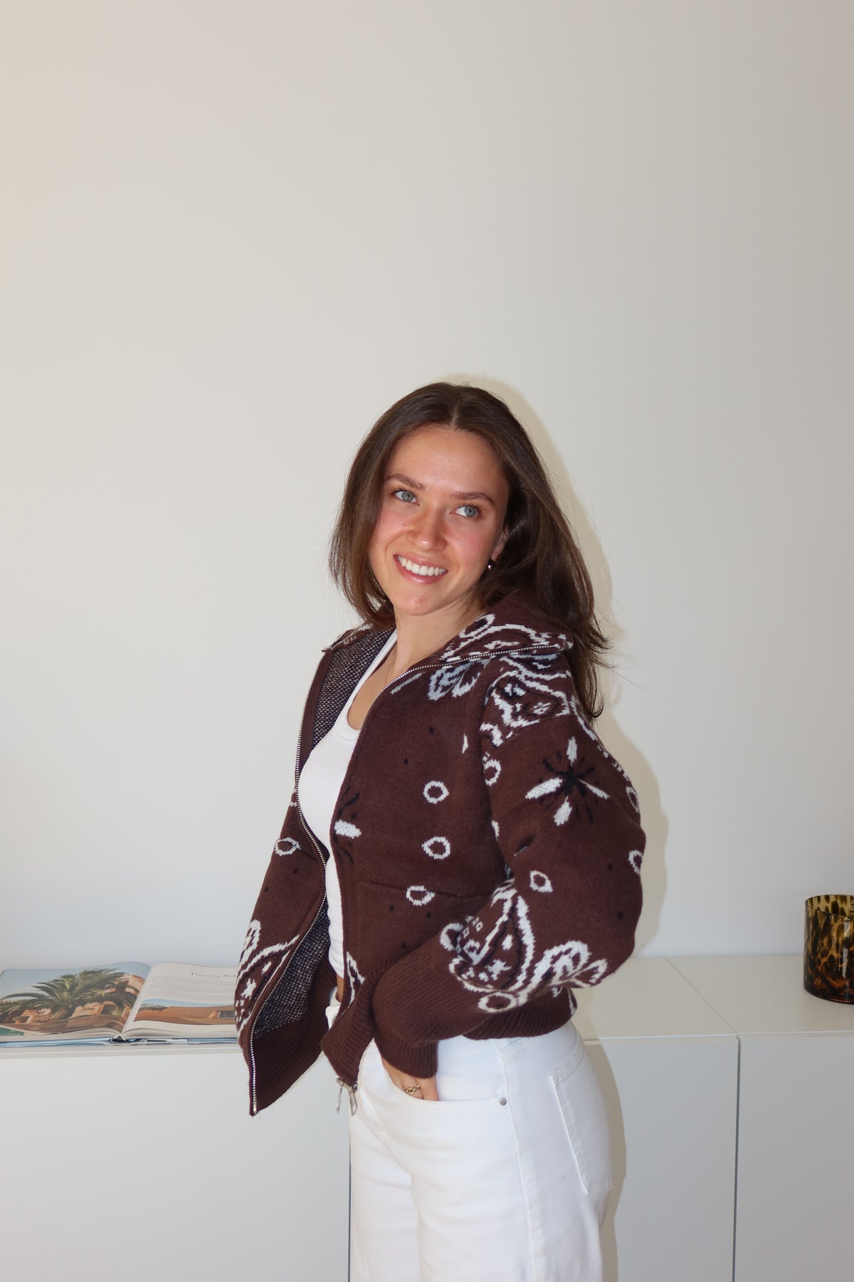 Zip-Cardigan Paisley• Choco