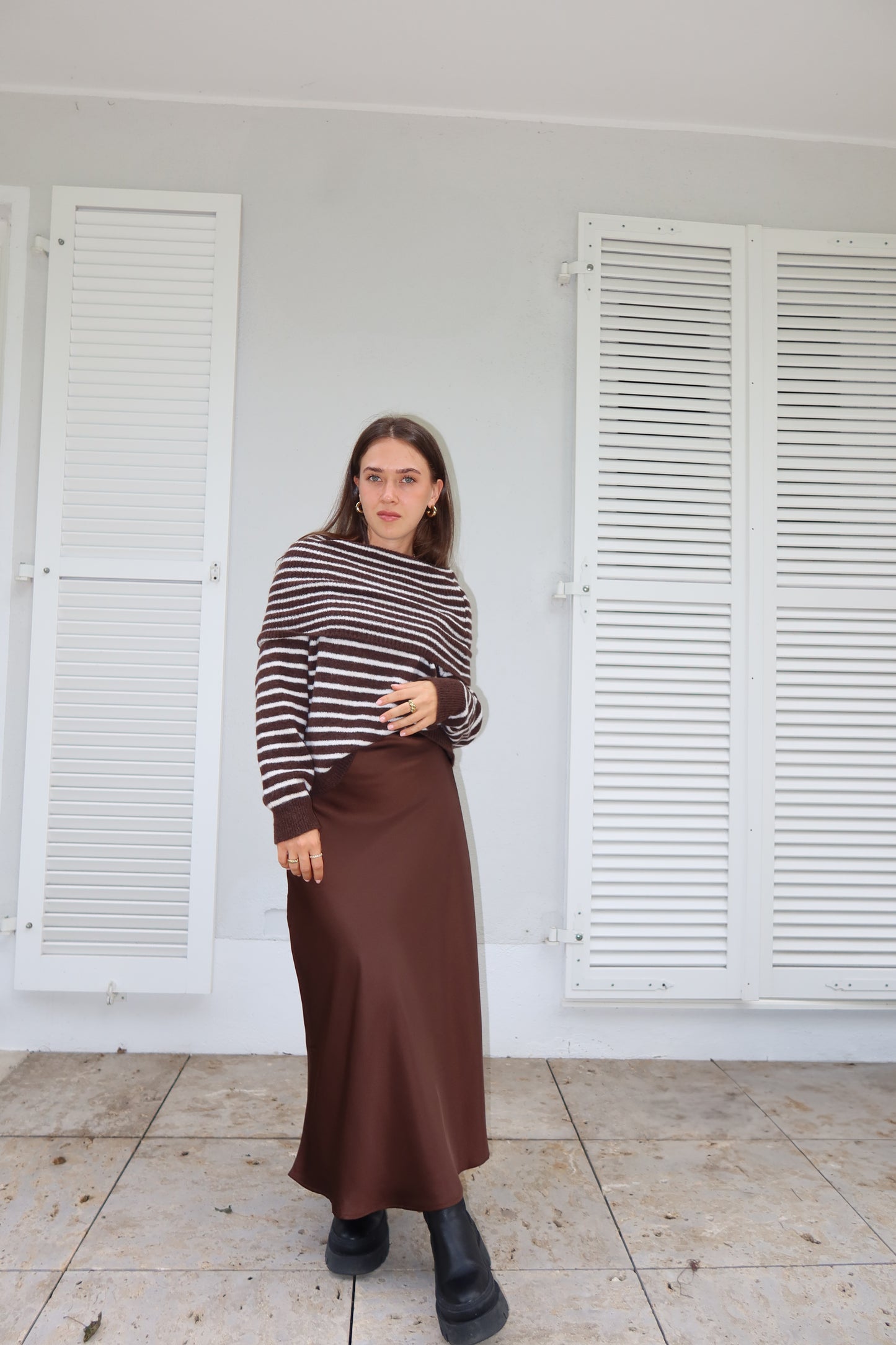 Pullover Stripe Off-Shoulder "MilaeLII"