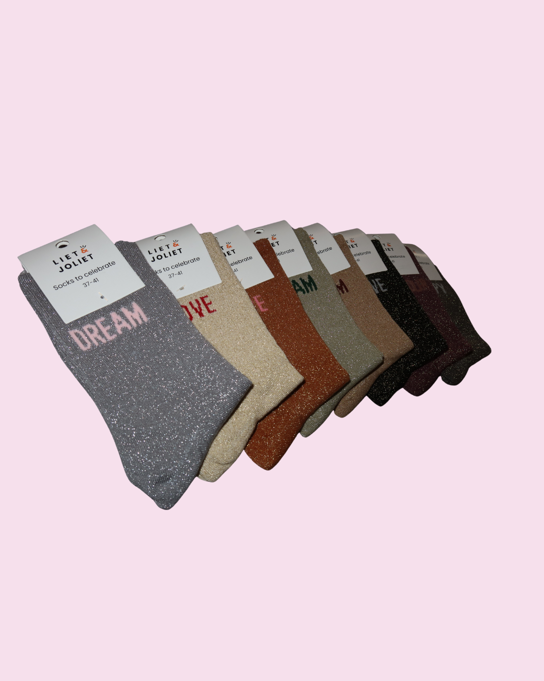 glittery socks HAPPY black