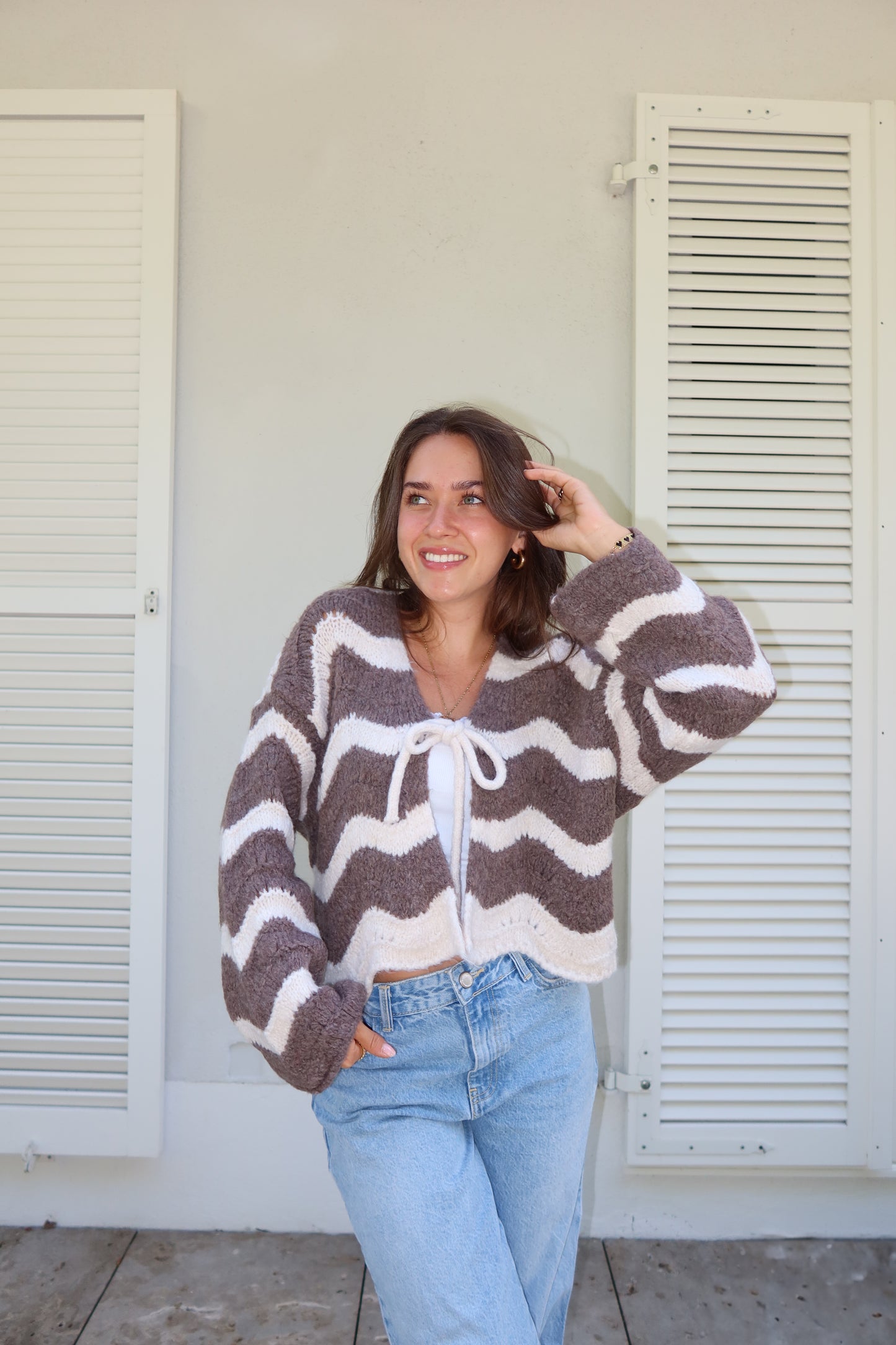 Cardigan Stripe Bow "LivaLII"