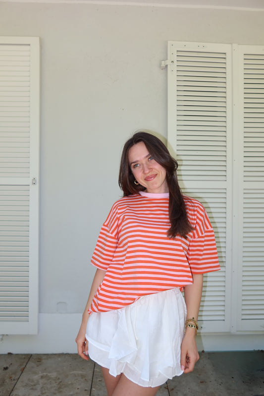 striped oversized t-shirt • Orange