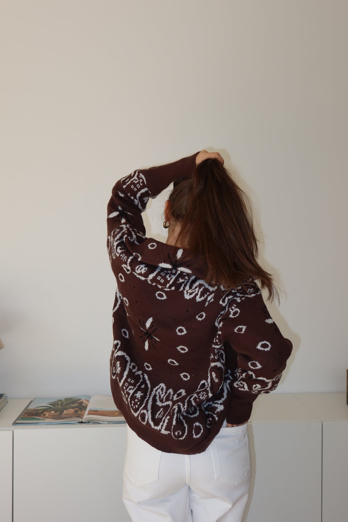 Zip-Cardigan Paisley• Choco