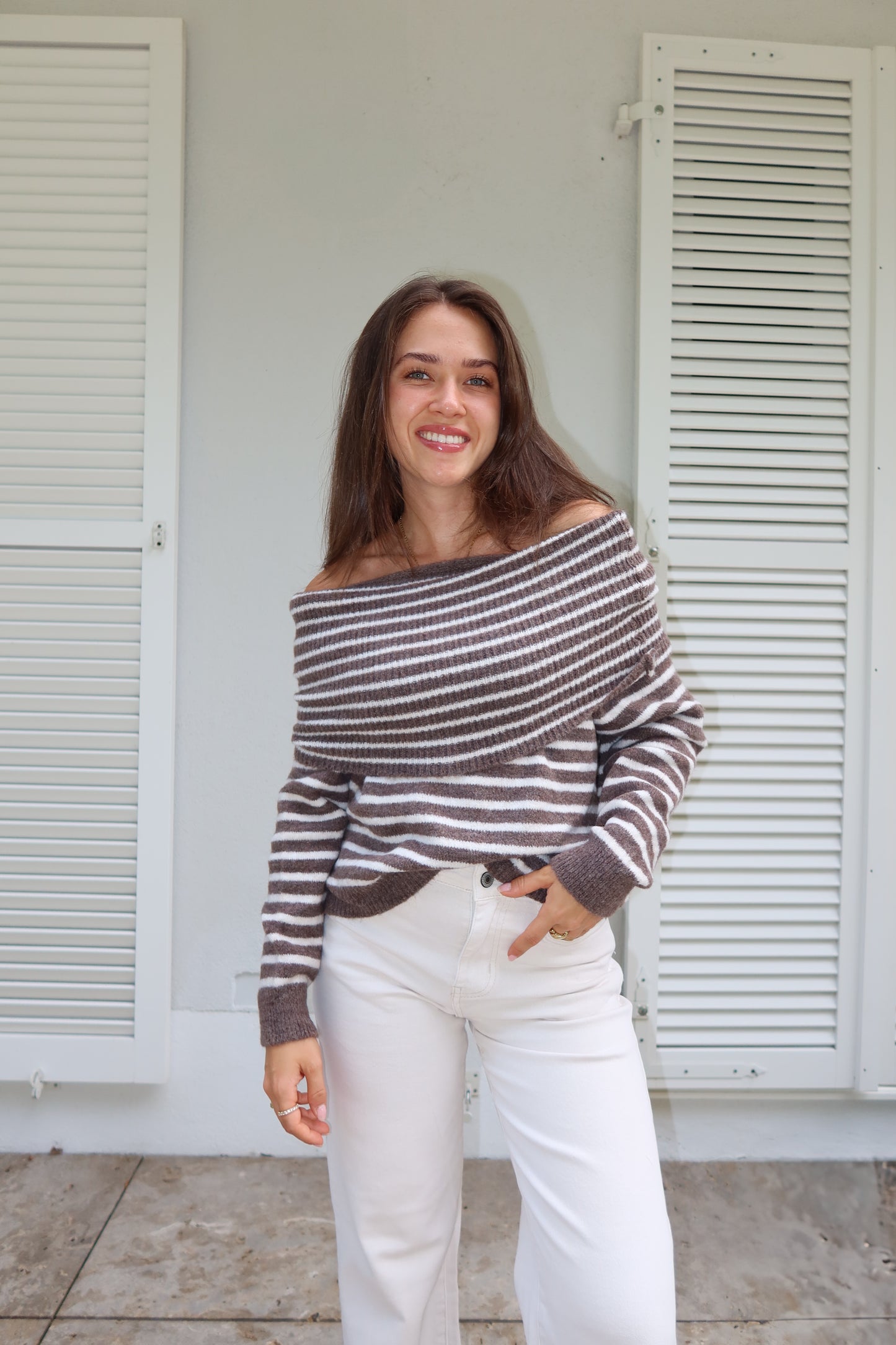 Pullover Stripe Off-Shoulder "MilaeLII"