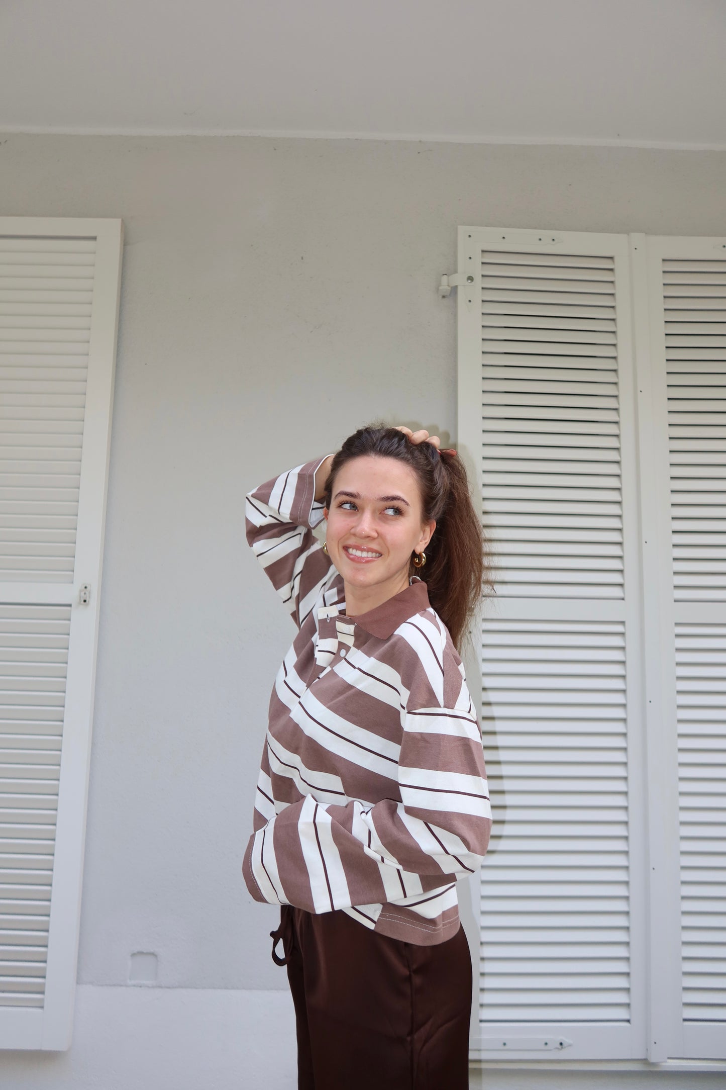 Jersey stripe shirt chocolate