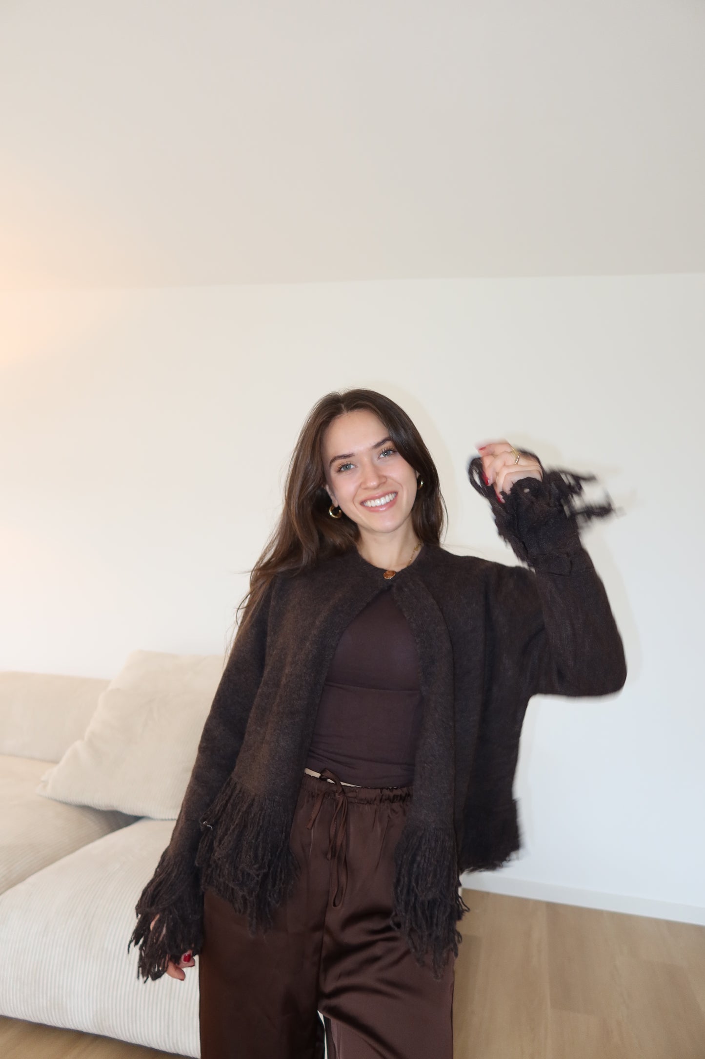 Cardigan fluffy Brown gold