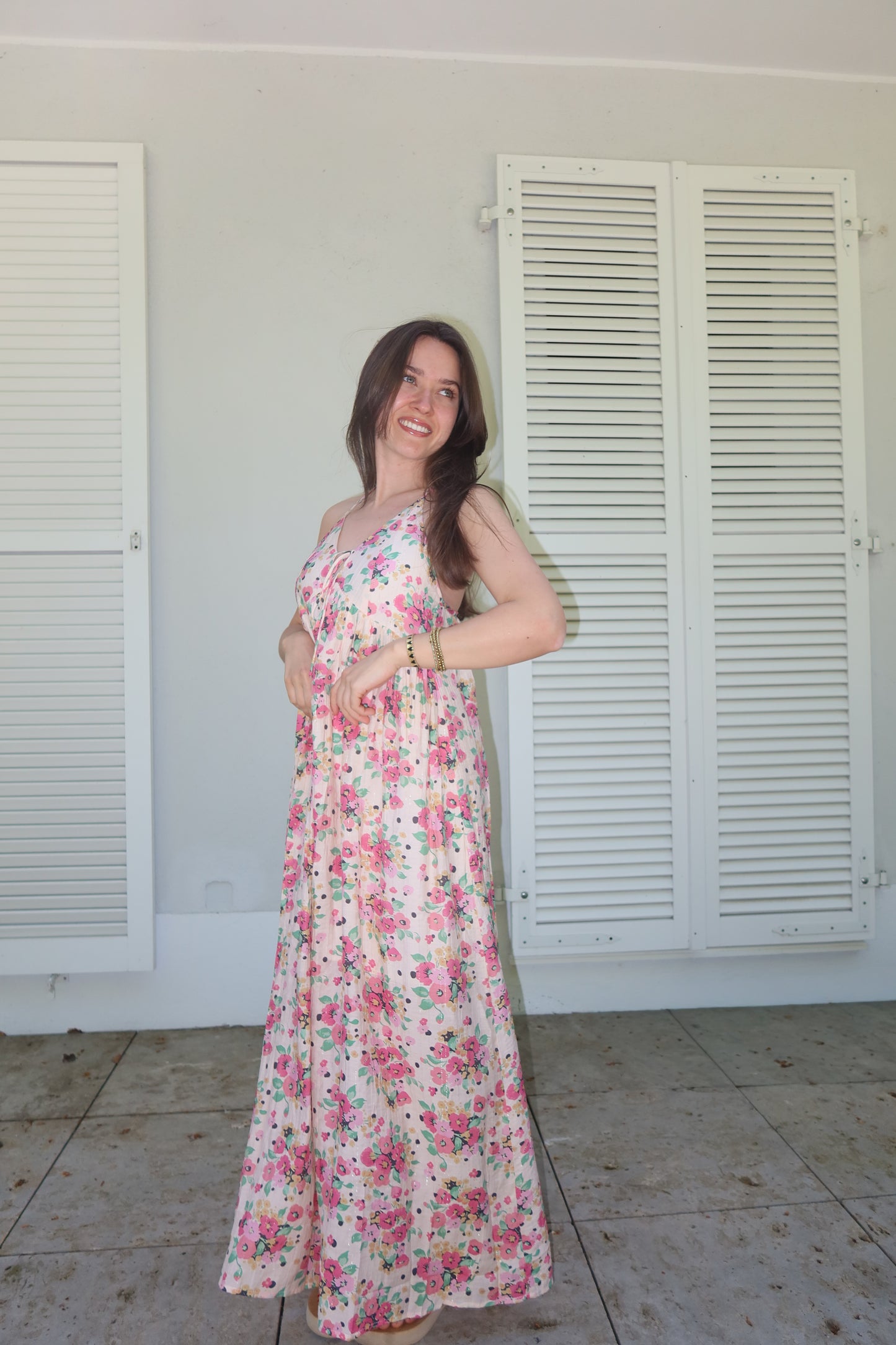 Maxikleid Flower - Pink