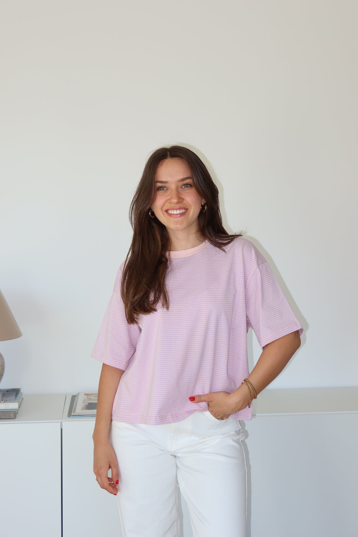 striped oversized t-shirt • Blossom/Lavender