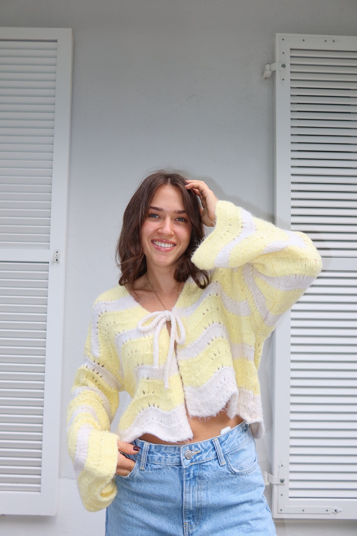 Cardigan Stripe Bow "LivaLII"