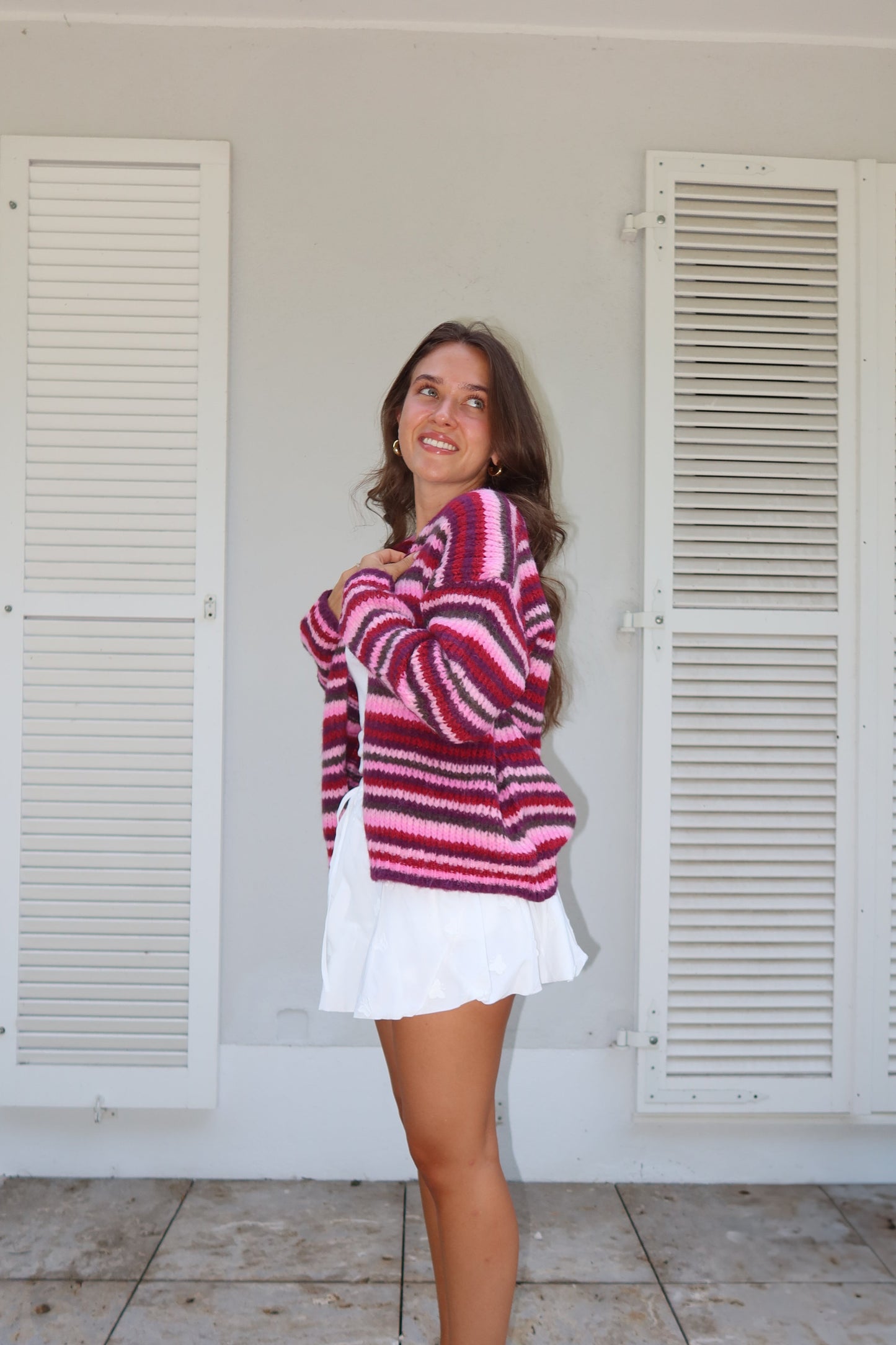 Stripe Cardigan "BerryLII"