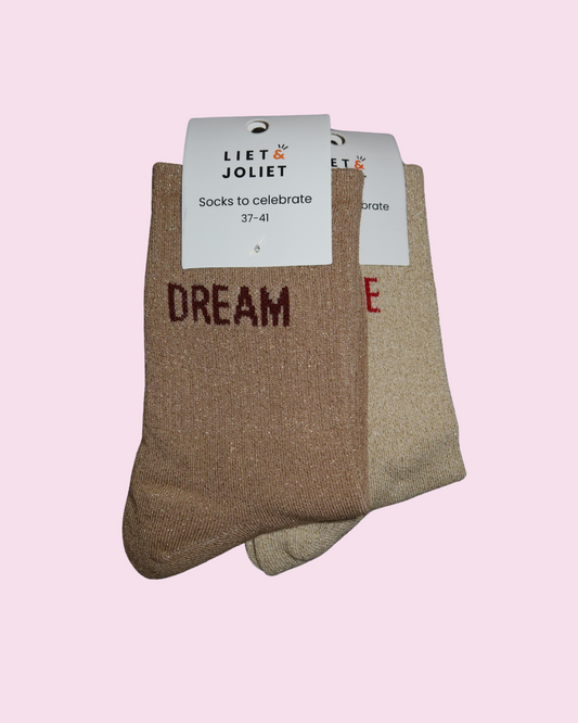 glittery socks DREAM beige