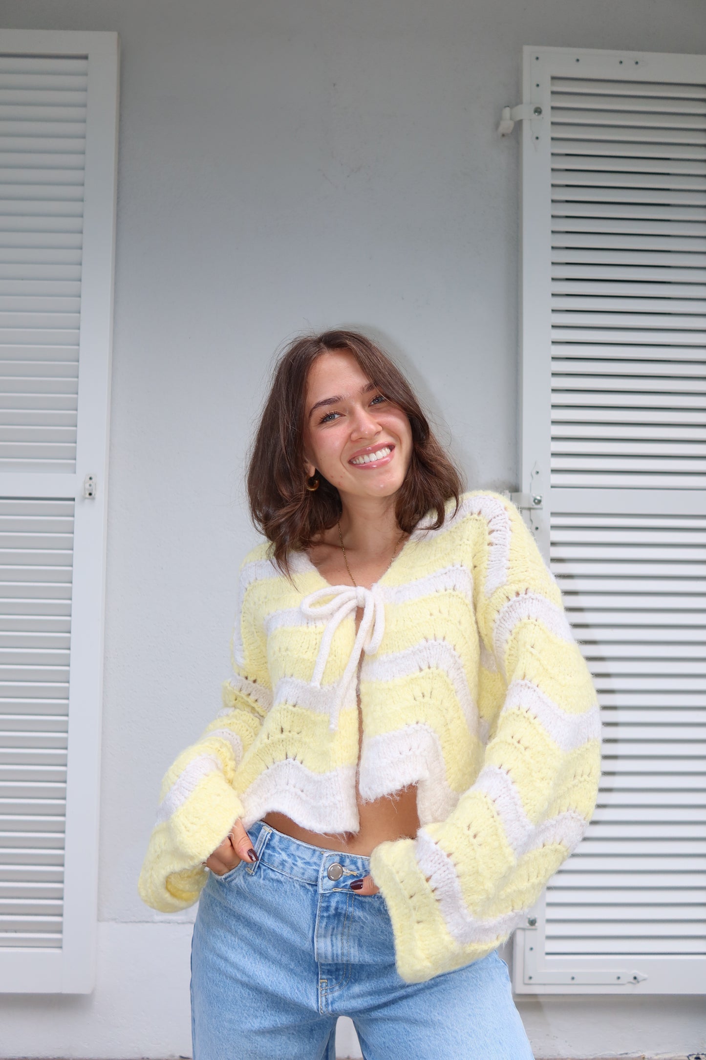 Cardigan Stripe Bow "LivaLII"